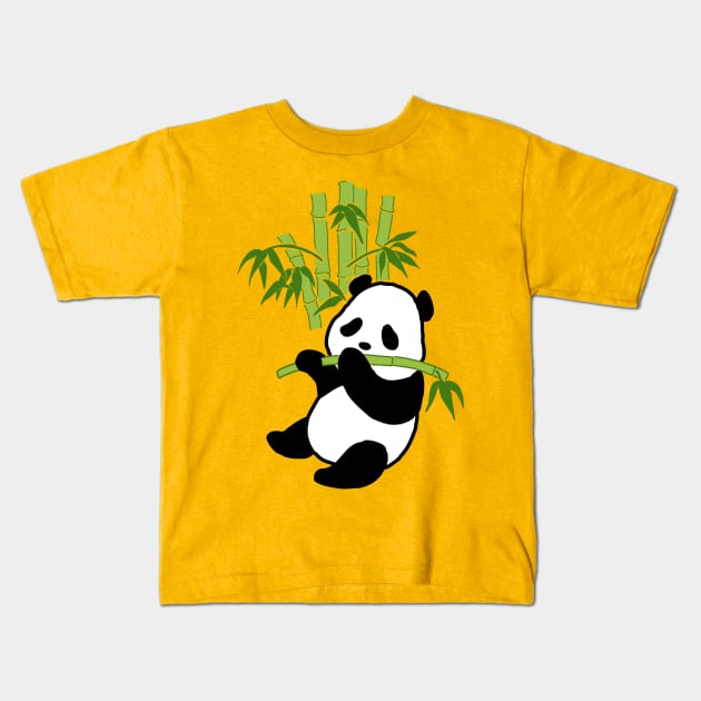 Panda Eating Kids T-Shirt by Hempikpalko